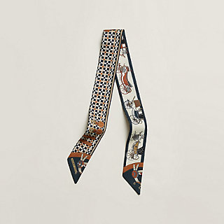 HERMÈS TWILLY POCKETS エクリュ/オレンジ　新品未使用 HERMES Scarf Twilly BRIDES ET GRIS GRIS Bridle and Bag Charm